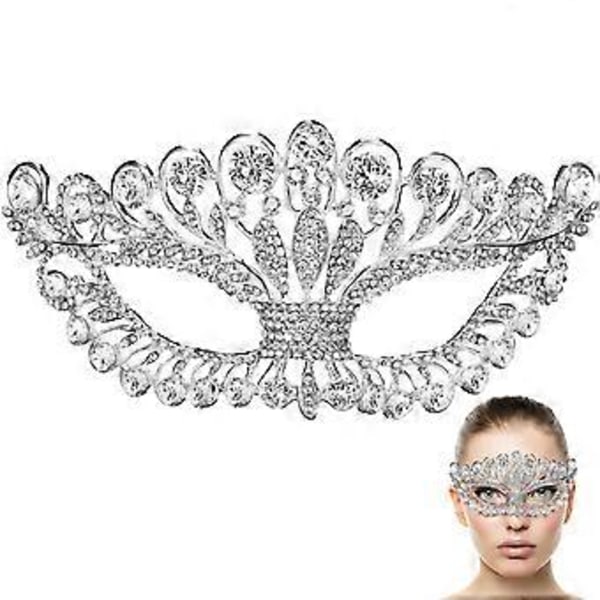Elegant Rhinestone Mask Lyxig Krona Legering Dammask för Maskerad