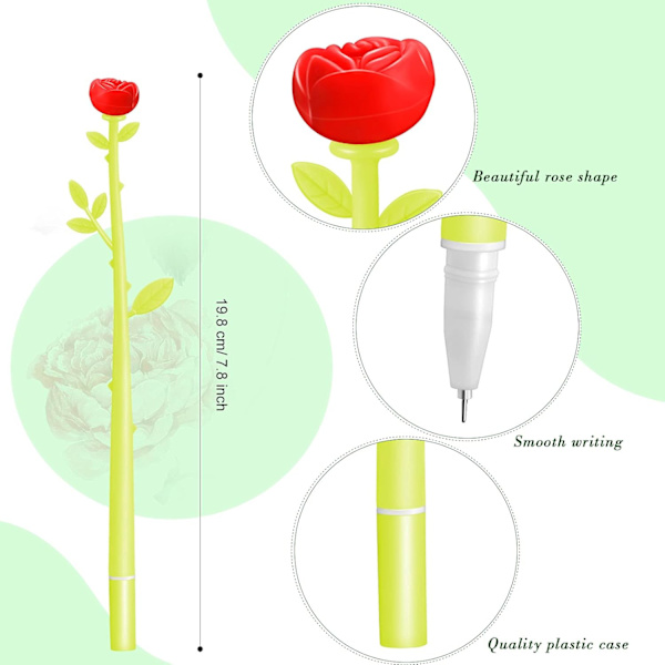 Blomsterpenne Roseformet Kuglepen Kreativ Flydende Sort 0,38mm
