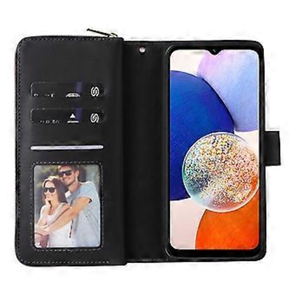 Samsung Galaxy A15 4G/A15 5G Kotelo Nahka 9 Korttipaikkaa Puhelinkuori Rannekkeella Style A