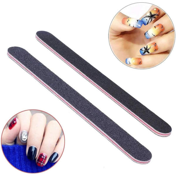 Svart - 5-pack professionella nagelfilar, dubbelsidiga nagelfilar,