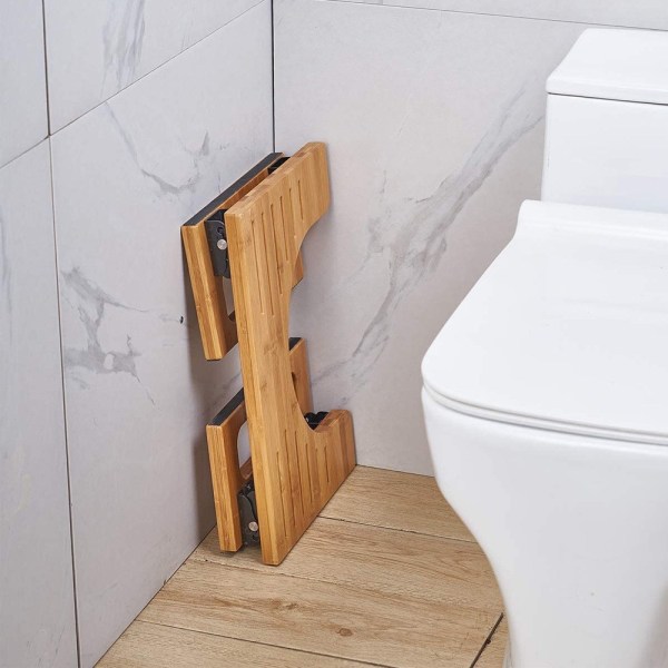 Bambu hopfällbar toalettpall - fysiologisk squat i trä - toalett