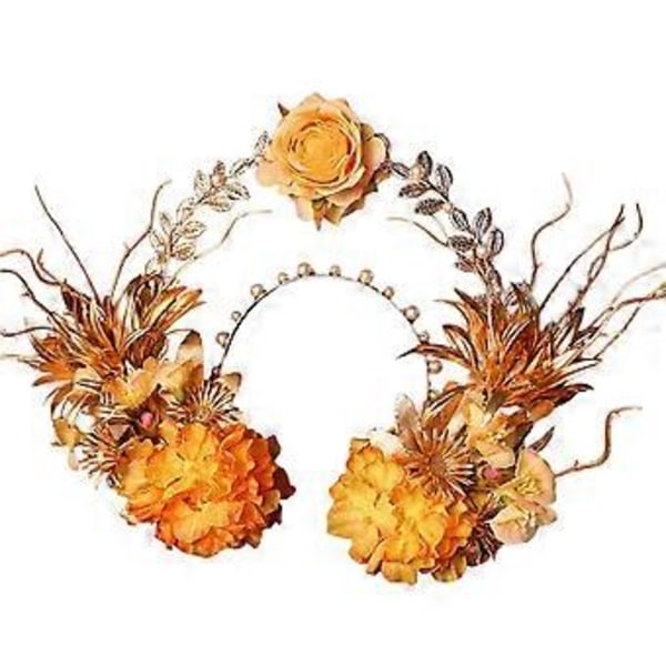 Brudehårbånd med kunstige blomster og perler, elegant hårpynt, Hanfu hårtilbehør, stoftekstur til bryllupper 8