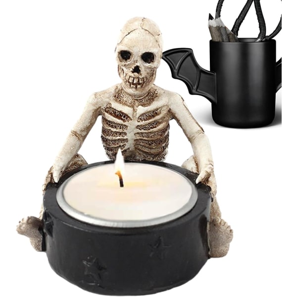 1 kpl Tealight-kynttilänjalka, Kestävä hartsi Halloween-kandelabra Go