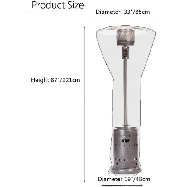 1PC 221cm Patio-lämmittimen suojus, vedenpitävä ulkolämmittimen suojus
