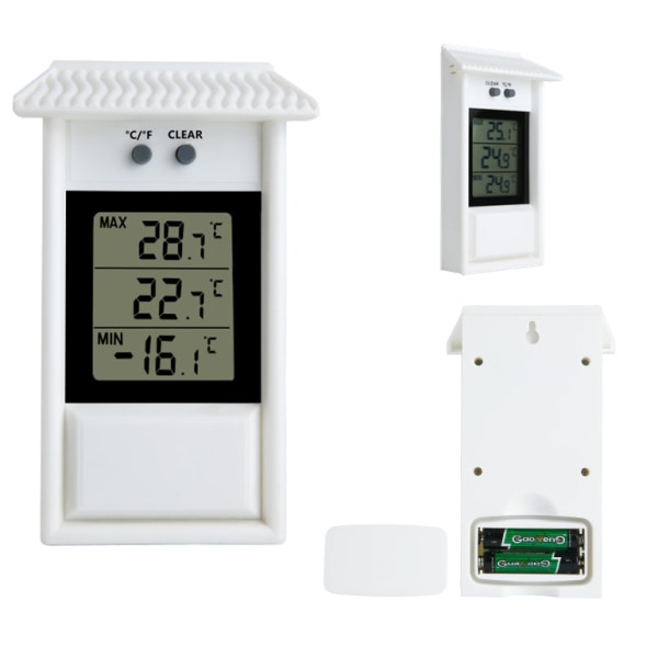 Vit - 1 st inomhus/utomhus digital termometer, utomhustemperatur