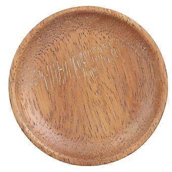 Bærbart Lys Farve Rundt Træ Te Kaffe Brød Frugt Mad Serveringsbakke Tallerken (9,5 cm)
