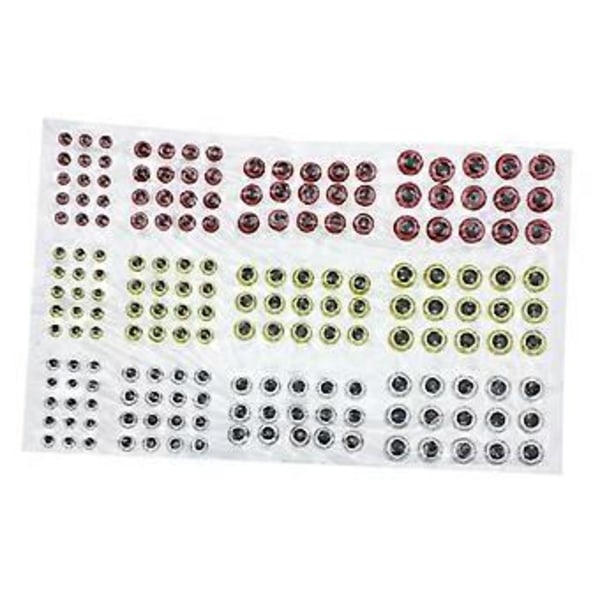 183 Stykker / Styk 3D Hård Epoxy 2/3/4 / 5mm Fiskeøjne (Rød Gul Sølvfarvet) Red Yellow Silvery