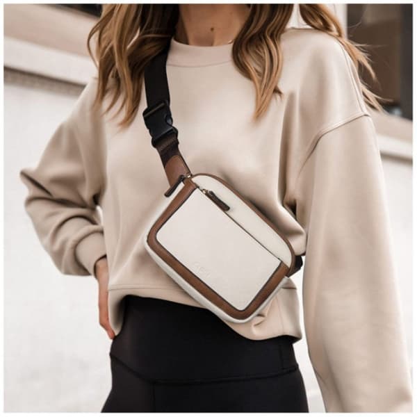 Midjeväska Mini, Justerbar axelrem för Crossbody - Vit Brun