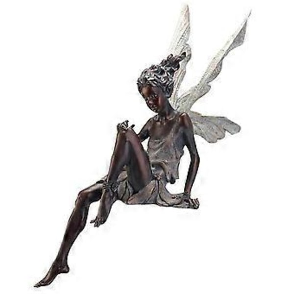Hartsfe staty fontän dekorativ figurin veranda ängel skulptur vit(brun) Brown