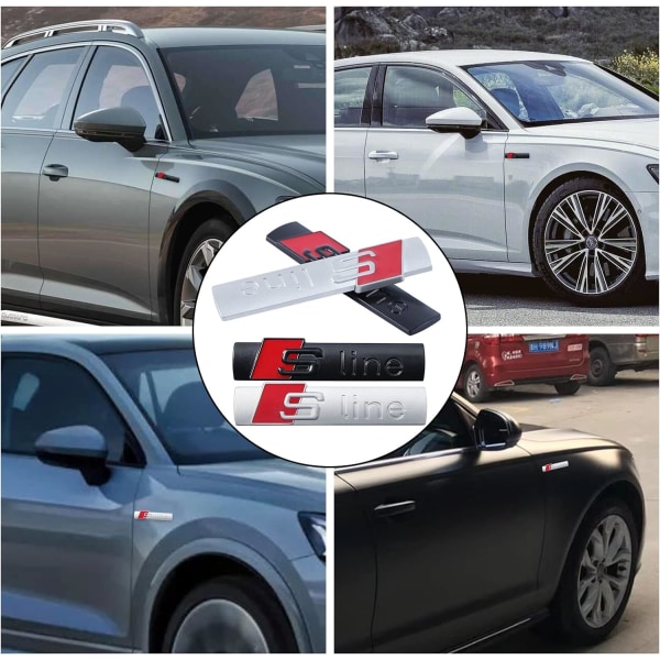 Auton tarra, 2 kpl 3D Sport Emblem S Logo -kirjaimet Auton ulkopinnan tunnusmerkki A3 A4 A5 A6 A7 A8 Q2 Q3 Q4 Q5 Q7 S3 S4 S5 S6 S7 S8 RS TT -sarjaan（B）