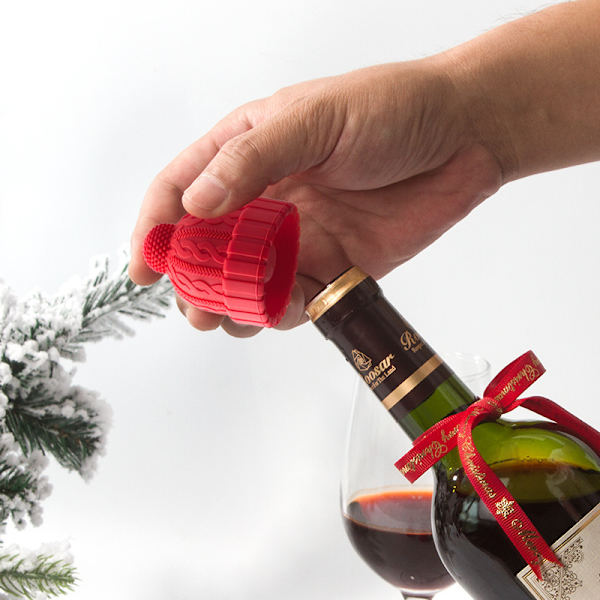 2-pakning julehatt silikon vinflaskestopper vinstoppe
