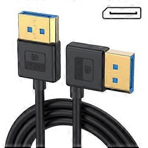 Silikone DisplayPort DP1.4 Kabel Vinklet 90 Graders Tilslutning 8K60Hz Kapabel fra 30-100cm Længdevalg 60cm straight head