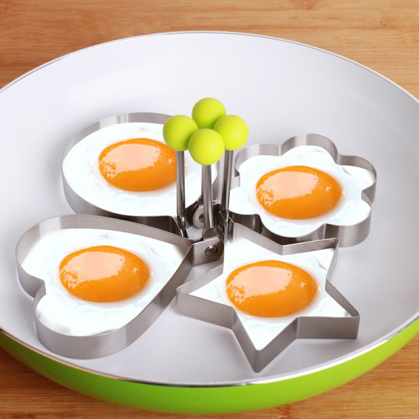 Stekt äggring, 5-pack molds med handtag för frukost Engli