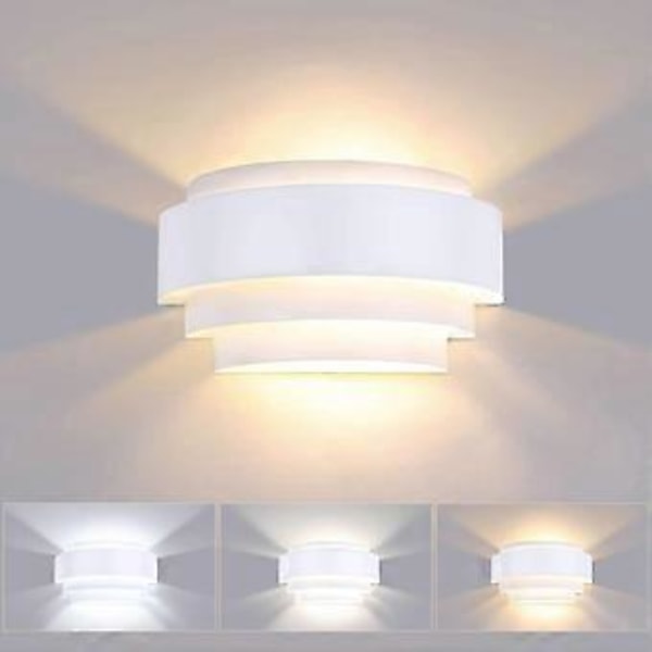 12W LED Væglampe Indendørs 3 Farvetemperaturer Moderne Metallampe Vægbelysning Til Soveværelse Trappe Butik Stue Kontor Veranda Hvid