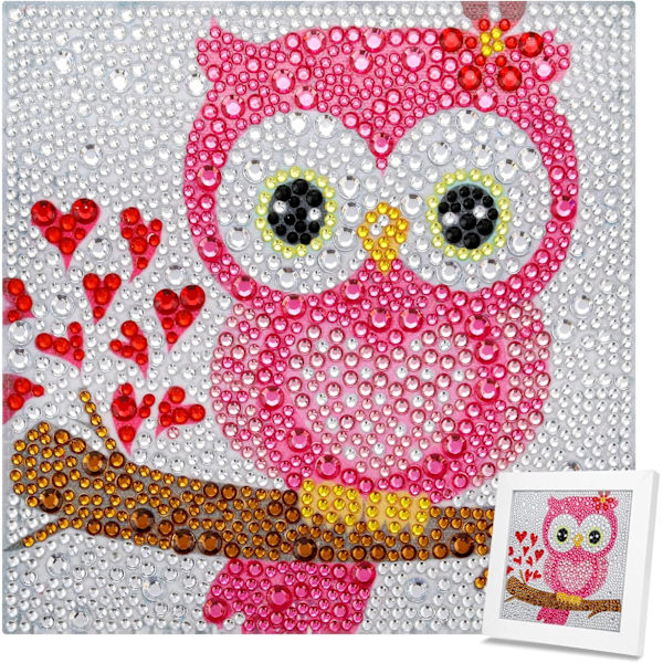 5D DIY Diamantmaling for Barn, Ugle Diamant Pasted Painti