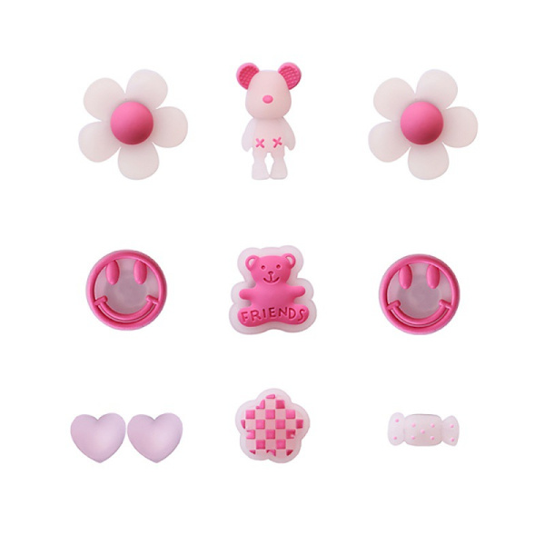 10 stk. Lysende rosa bjørn hund skotilbehør for Croc Charms for