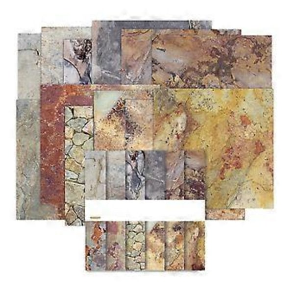 Scrapbooking Papper 24x Sten Textur Mönstrat Pappersblock Kort Lager Dekor 6'' Bakgrundspapper för Semester Fotoalbum
