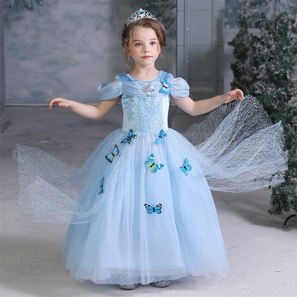 Prinsessan Askungen Klänning Flicka Prinsessa Fjäril Klänning Cinderel