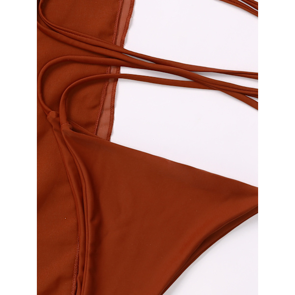Kvinnors Halterneck Cut Out 3-delad baddräkt med mesh maxikjol