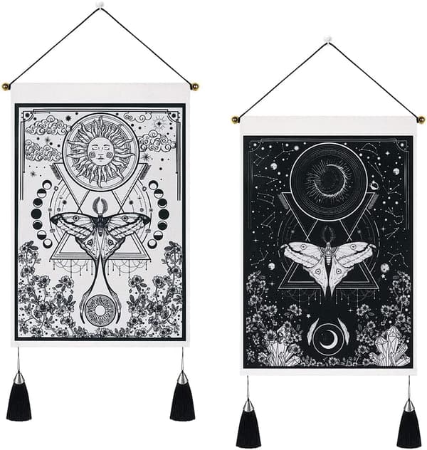 2 stk. Tarot-gobelin, måne-sol-væg-gobelin, måne-gobelin med