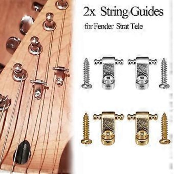 2 st Rullstränghållare för Gitarr med Skruvar, Standard Rullstränghållare, Elgitarrtillbehör, Silver Silver