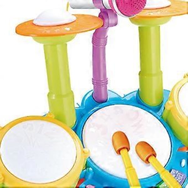 Trumset för Barn med Mikrofon, Ljus Baby Lärleksak Musikleksak för Bebisar 6 till 12 Månader Barn Semester blå blue