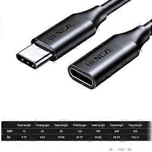 USB C Forlengelseskabel 20Gbps for Lange Avstander Lading og Støtter opptil 4k@60hz Oppløsning Video på Flere Enheter (0.5m)