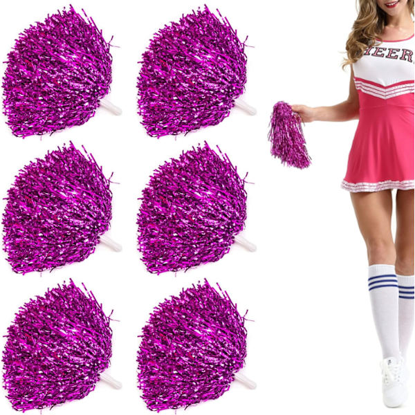 Rose Red Niuhong Cheer Leader Poms Shiny Metallic Cheer Ball Farb