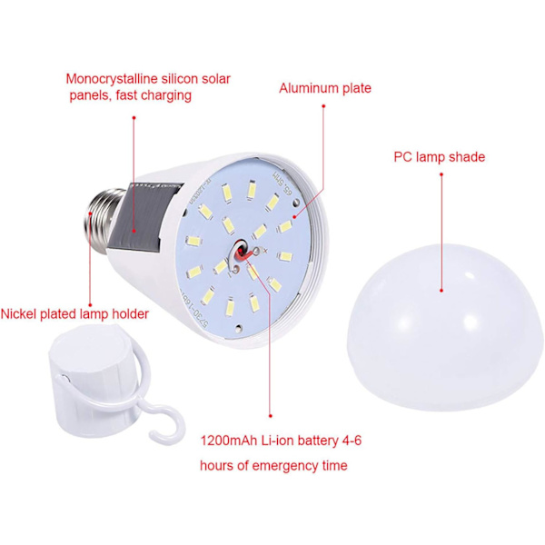 AC 85-265V Solcellsladdad LED-lampa Bärbar Inomhus/Utomhus W