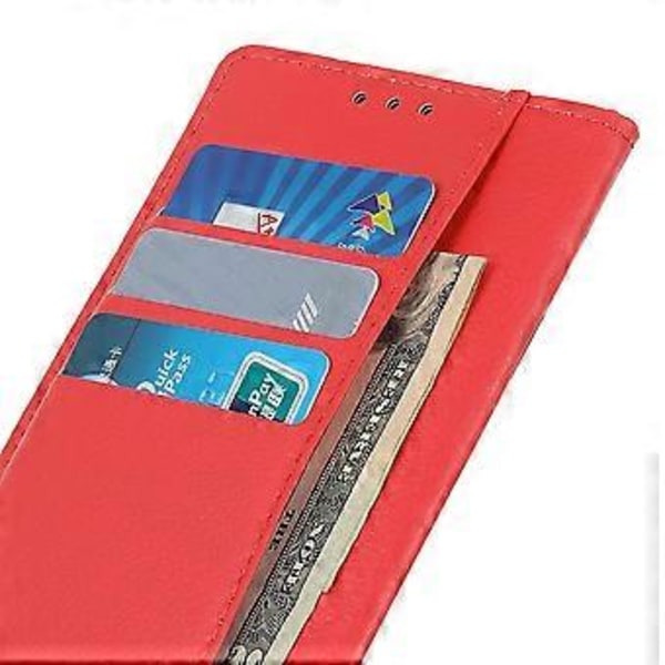 Plånboksfodral för Motorola Edge 60 Fusion 5G PU Läder Telefonskal Litchi Textur Red