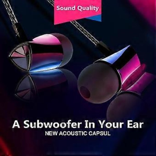 3,5 mm Mobiltelefon In-ear Trådbunden Subwoofer Med Mikrofon Justering Trådbundet Headset För