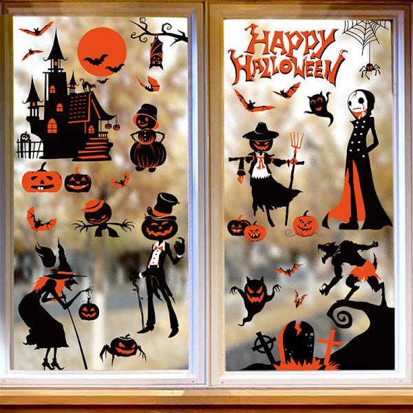 Halloween-juhlan koristetarrat noita kurpitsa lepakko hämähäkki