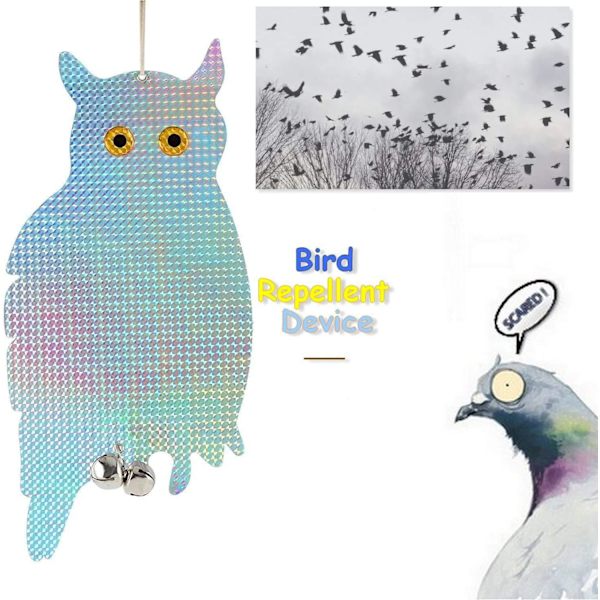 Kyyhkynenpelotin, 2 kappaletta heijastavaa pöllöä, Anti Pigeon Owl, Bird
