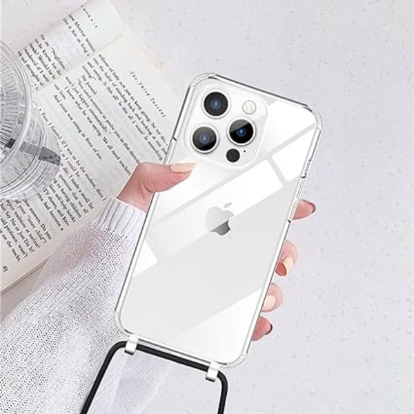 Nupcknn Coque med snor for iPhone 13 Pro, Transparent Coque
