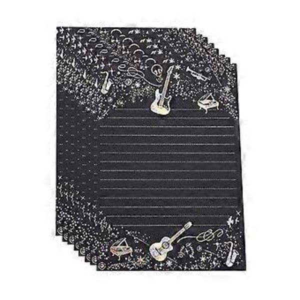 8x Invitations Skrivepapir Brevpapir Hilsen Papir Linjeret Skrivepapir Gave (Sort B ) Black B