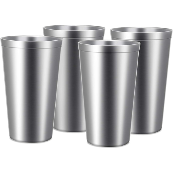 Rostfria stålkoppar 450ml 4-pack stapelbar dubbellagersvakuum I