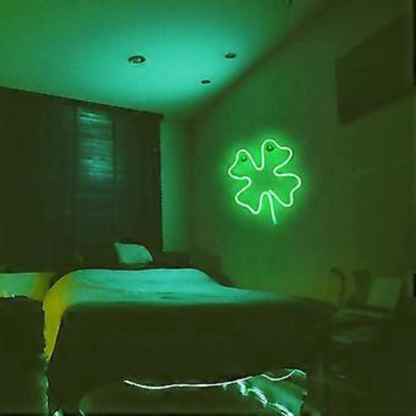 Grønt kløver logo neon LED neonskilt til vægdekoration batteri / USB dual-use natlampe