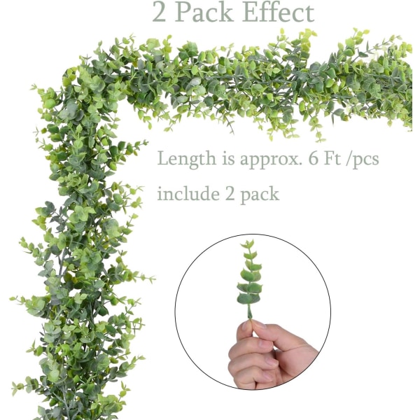 2 Pack Artificial Vines Faux Eucalyptus Garland, Fake Eucalyptus