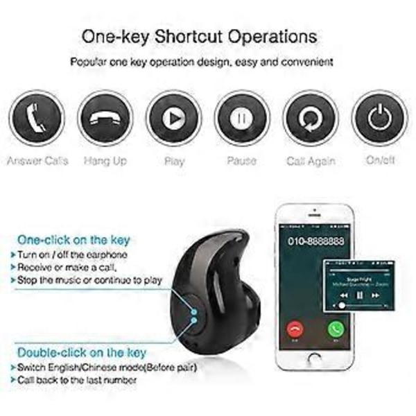 Mini langattomat nappikuulokkeet Hands Free -kuulokkeet Bluetooth-yhteensopivat Stereo Auriculares