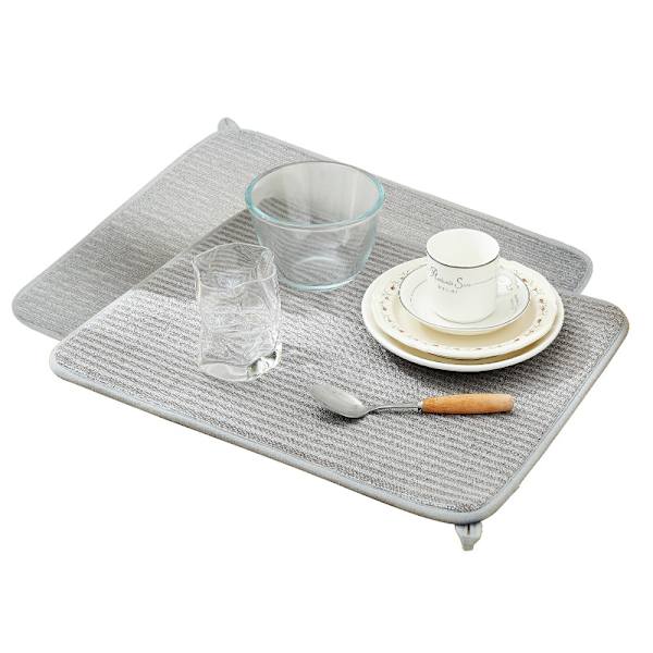 Harmaa, 2 kpl 38 * 50 cm keittiön astioiden kuivausmattoja
