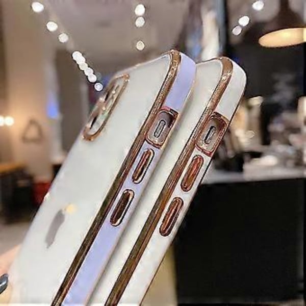 Crossbody-kotelo iPhone 12 Prolle, kultareunainen läpinäkyvä suojakotelo kaulanauhalla, pehmeä TPU naarmuuntumaton iskunkestävä puskurikotelo iPhonelle