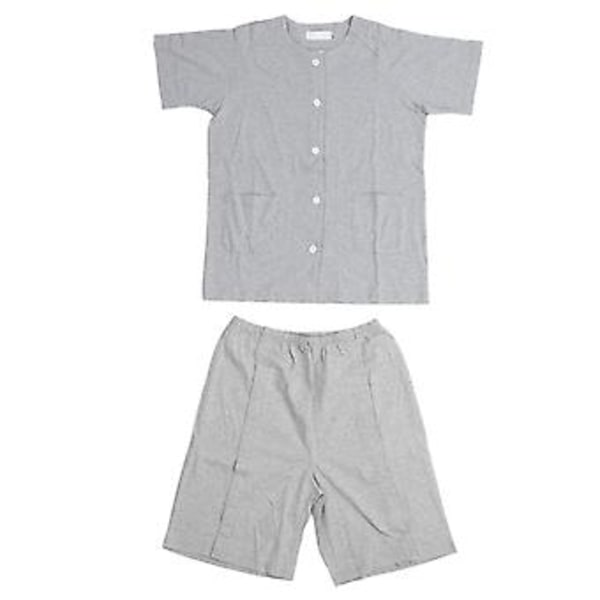 Avrivningsbar Skjorta Byxor Set Kortärmad Universal Unisex Delad Tryckknapp Topp Byxor för Postoperativ Infusion (XL) XL
