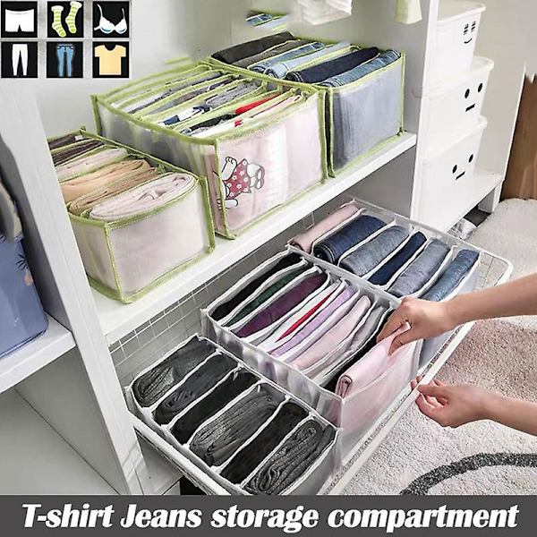 2-pack 7-fackiga Tvättade Garderobskläder Organiserare Jeans Leggings C