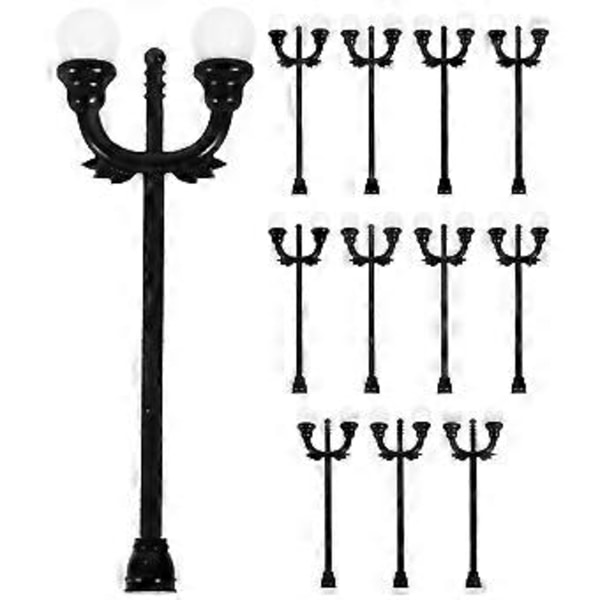 12 stk. Miniatyr Gatelampe Modell DIY Mikrolandskap Veilampe Modell Sandbordlampe Modell 0.8X2.3X6.9CM