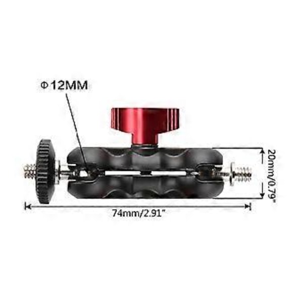 Metallinen Super Clamp -kiinnike kaksoispallopäällä, Magic Arm 1/4'' ruuvinreikä kameran monitorin LED-valon mikrofonin kiinnitykseen