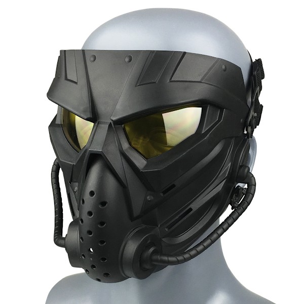 Airsoft / Cykelmask, Utomhusbruk, Helmask Taktisk Anti-fog CS Cosplay Halloween för Vuxna och Ungdomar Svart