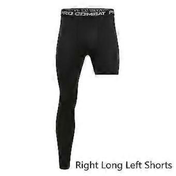 Herre Base Layer Træningsbukser Kompression Løbetights Sport Cropped Et Ben (L Sort Højre)