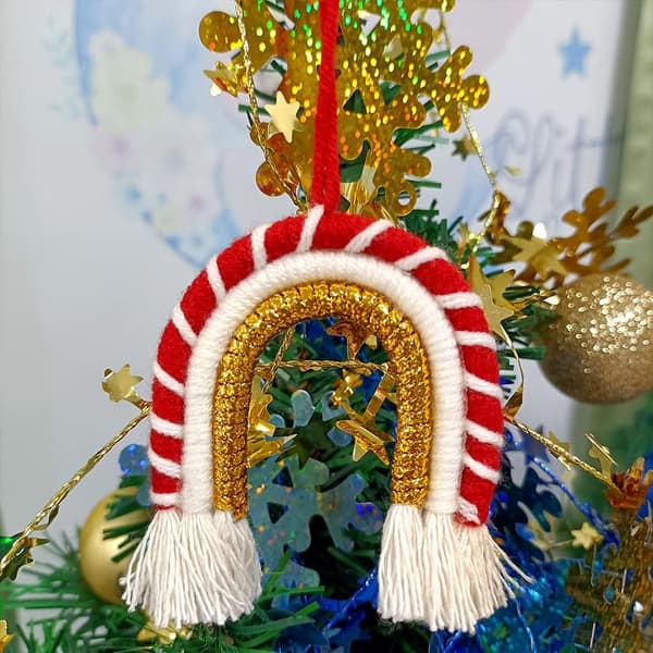 Vävda julpaljetter regnbågshänge Boho frans spets gobeläng