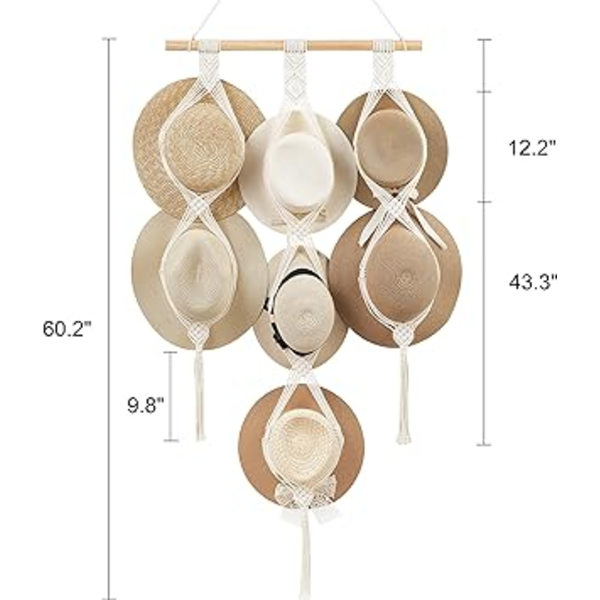 Macrame-hatturipustimet Hat Rack seinälle Cowboy Hat Holder Display