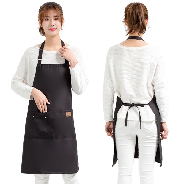 2-pack, fickförkläden, trädgårdsgrill, café, kockförkläden, svart